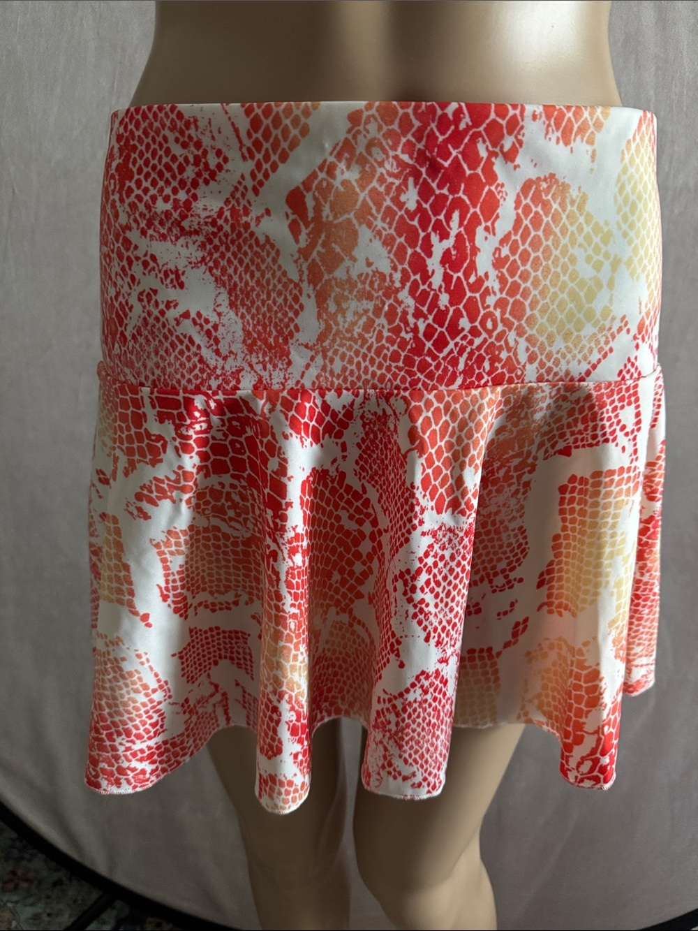 Victoria's Secret Orange, Red & White Snake-Print Flounce Swim Skirt
